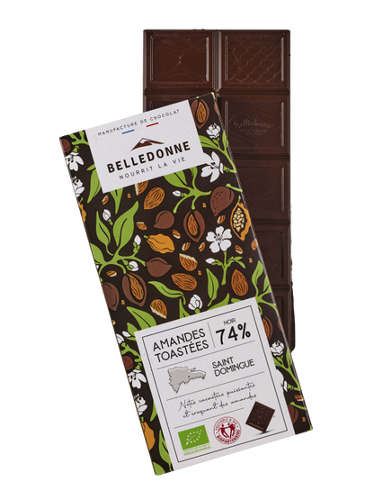 Belledonne -- Tablette noir 74% amandes bio - 100 g