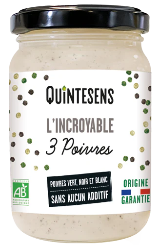 Quintesens -- L'incroyable sauce aux 3 poivres bio - 180 g