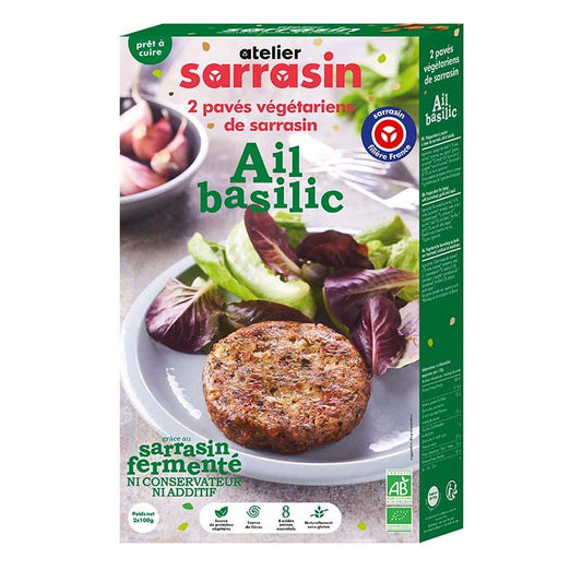 Atelier Sarrasin -- Pavés de sarrasin cuisiné ail/basilic - 200 g