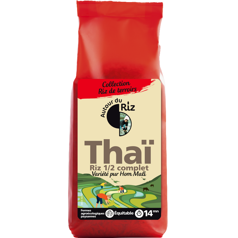 Autour du riz -- Riz thaï 1/2 complet bio sans gluten équitable (origine Thaïlande) - 500 g